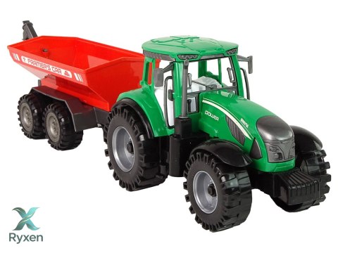 Zielony Traktor z Czerwoną Przyczepką Napęd Frykcyjny LEAN TOYS
