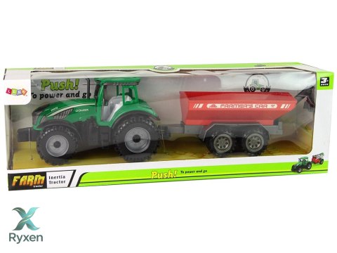 Zielony Traktor z Czerwoną Przyczepką Napęd Frykcyjny LEAN TOYS