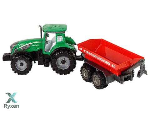 Zielony Traktor z Czerwoną Przyczepką Napęd Frykcyjny LEAN TOYS