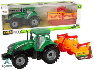 Zielony Traktor z Pomarańczowym Kultywatorem Napęd dla Dzieci LEAN TOYS