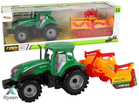 Zielony Traktor z Pomarańczowym Kultywatorem Napęd dla Dzieci LEAN TOYS