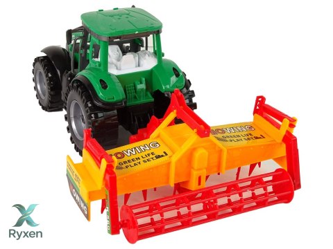 Zielony Traktor z Pomarańczowym Kultywatorem Napęd dla Dzieci LEAN TOYS