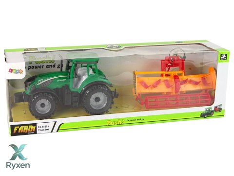 Zielony Traktor z Pomarańczowym Kultywatorem Napęd dla Dzieci LEAN TOYS