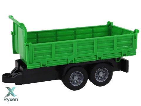 Ciężarówka Z Dźwigiem Przyczepą Napęd Frykcyjny Dźwięki Zielona Drewno 1:16 LEAN TOYS