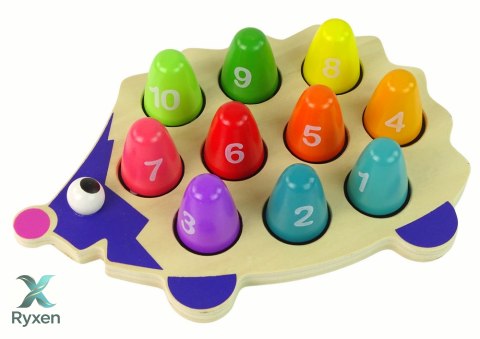 Drewniany Jeż Edukacyjny 10 Pionków Kolorowy LEAN TOYS