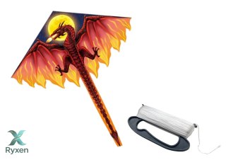Duży Latawiec Smok Czerwony Długi Ogon 170cm x 130cm LEAN TOYS