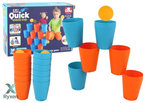 Gra Sensoryczna Kubki 3w1 Kreatywny 16 Ele Układanka LEAN TOYS