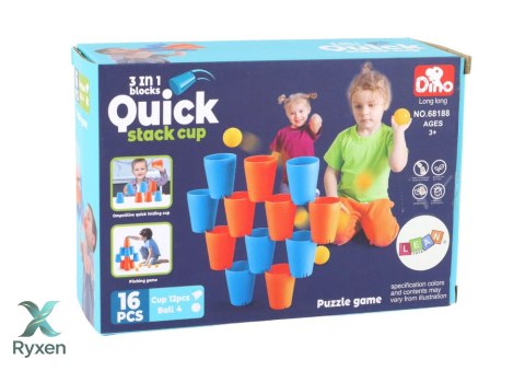 Gra Sensoryczna Kubki 3w1 Kreatywny 16 Ele Układanka LEAN TOYS