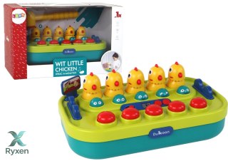 Gra Zręcznościowa Whac-a-Mole Kurczaczki Młotek Światła Dźwięki Na Baterie LEAN TOYS