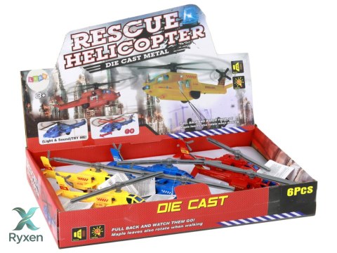 Helikopter Śmigłowiec Aluminiowy Ratunkowy Z Napędem Mix Dźwięk Światła LEAN TOYS
