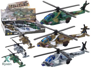 Helikopter Wojskowy Śmigłowiec Militarny Aluminiowy Mix Dźwięk Światła LEAN TOYS