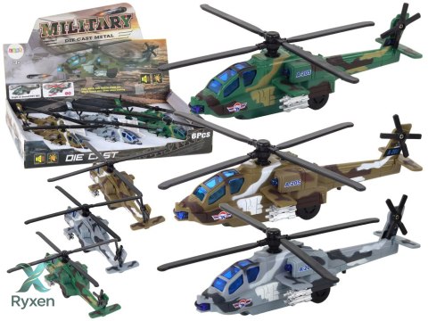 Helikopter Wojskowy Śmigłowiec Militarny Aluminiowy Mix Dźwięk Światła LEAN TOYS
