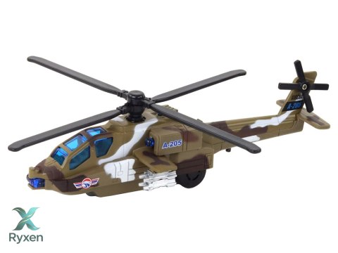 Helikopter Wojskowy Śmigłowiec Militarny Aluminiowy Mix Dźwięk Światła LEAN TOYS