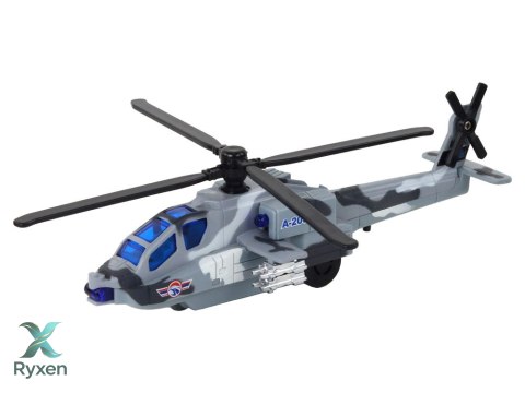 Helikopter Wojskowy Śmigłowiec Militarny Aluminiowy Mix Dźwięk Światła LEAN TOYS