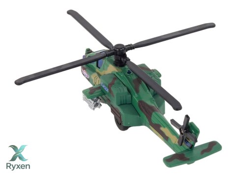 Helikopter Wojskowy Śmigłowiec Militarny Aluminiowy Mix Dźwięk Światła LEAN TOYS