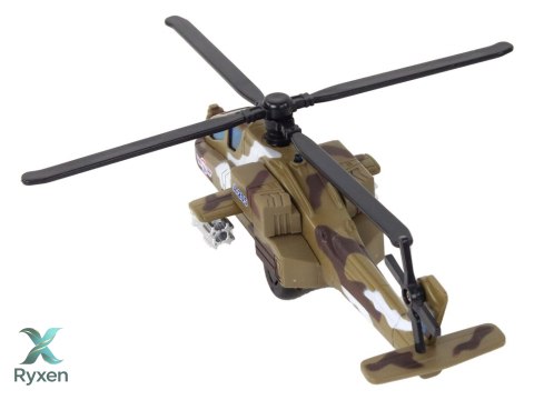 Helikopter Wojskowy Śmigłowiec Militarny Aluminiowy Mix Dźwięk Światła LEAN TOYS