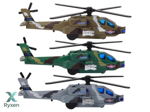 Helikopter Wojskowy Śmigłowiec Militarny Aluminiowy Mix Dźwięk Światła LEAN TOYS