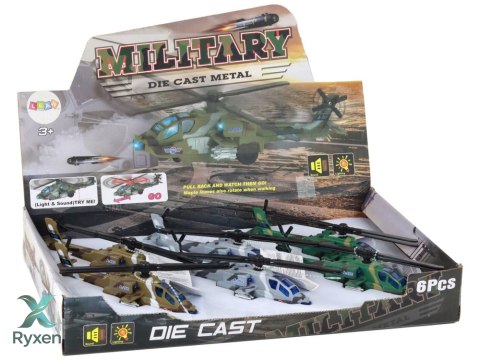 Helikopter Wojskowy Śmigłowiec Militarny Aluminiowy Mix Dźwięk Światła LEAN TOYS