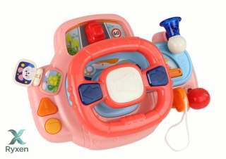 Interaktywna Kierownica Różowa Symulator Jazdy Wielofunkcyjna LEAN TOYS