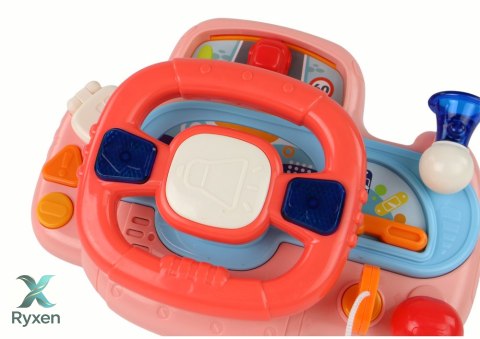 Interaktywna Kierownica Różowa Symulator Jazdy Wielofunkcyjna LEAN TOYS