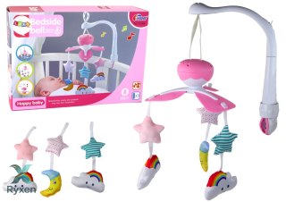 Karuzela Łóżeczkowa Dla Dzieci Dźwięk Niebo Różowa LEAN TOYS