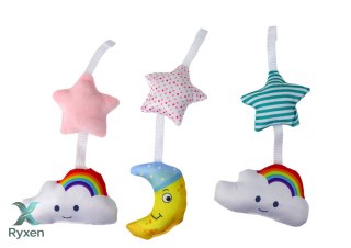 Karuzela Łóżeczkowa Dla Dzieci Dźwięk Niebo Różowa LEAN TOYS