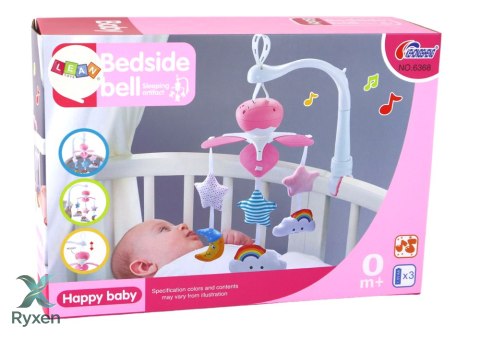Karuzela Łóżeczkowa Dla Dzieci Dźwięk Niebo Różowa LEAN TOYS