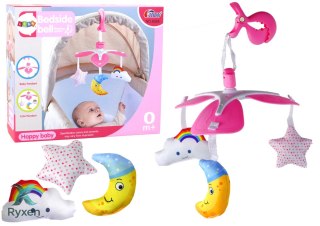 Karuzela Łóżeczkowa Dla Dzieci Klips Niebo Różowa LEAN TOYS