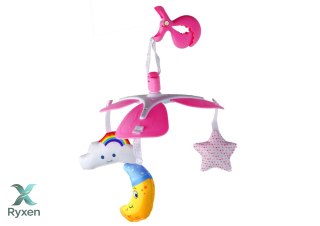 Karuzela Łóżeczkowa Dla Dzieci Klips Niebo Różowa LEAN TOYS