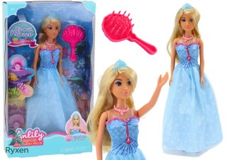 Lalka Anlily Syrenia Księżniczka Niebieska Sukienka Szczotka LEAN TOYS
