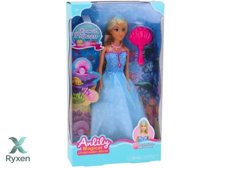 Lalka Anlily Syrenia Księżniczka Niebieska Sukienka Szczotka LEAN TOYS