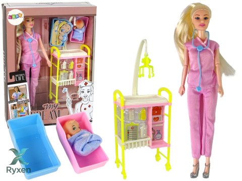 Lalka Dla Dzieci Lekarz Długie Włosy Akcesoria LEAN TOYS