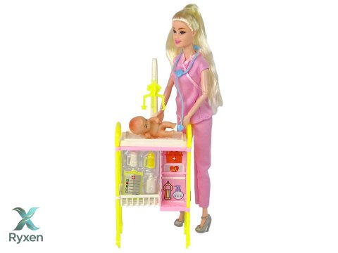 Lalka Dla Dzieci Lekarz Długie Włosy Akcesoria LEAN TOYS