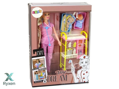 Lalka Dla Dzieci Lekarz Długie Włosy Akcesoria LEAN TOYS