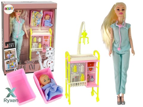 Lalka Dla Dzieci Lekarz Długie Włosy Akcesoria LEAN TOYS