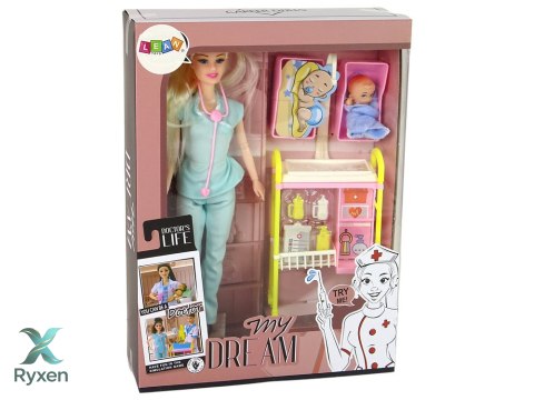 Lalka Dla Dzieci Lekarz Długie Włosy Akcesoria LEAN TOYS