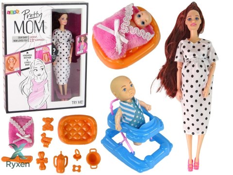 Lalka Dla Dzieci W Ciąży Długie Włosy Akcesoria LEAN TOYS