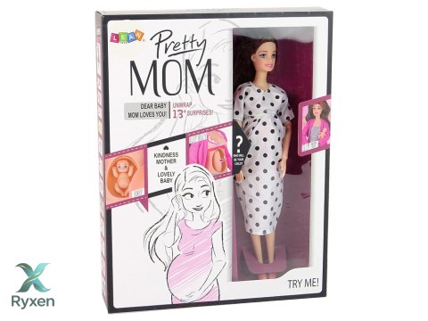 Lalka Dla Dzieci W Ciąży Długie Włosy Akcesoria LEAN TOYS