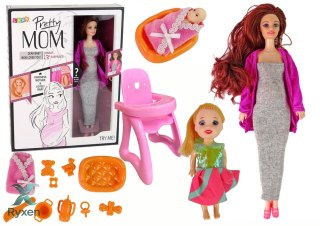 Lalka Dla Dzieci W Ciąży Długie Włosy Akcesoria LEAN TOYS