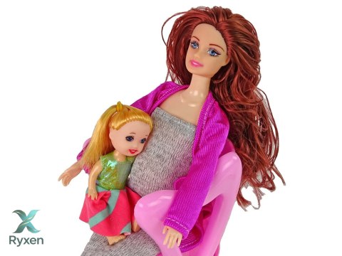 Lalka Dla Dzieci W Ciąży Długie Włosy Akcesoria LEAN TOYS