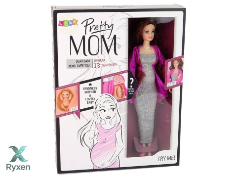 Lalka Dla Dzieci W Ciąży Długie Włosy Akcesoria LEAN TOYS