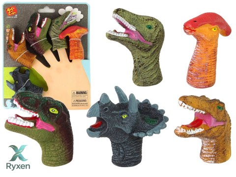 Pacynki na Palce Dinozaury Kolorowe 5 Sztuk LEAN TOYS