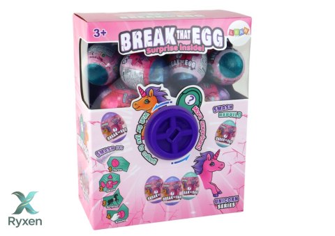 Pękające Jajo Brokatowe Jednorożec Losowanie Kolorowe Skorupa 12 ele. LEAN TOYS