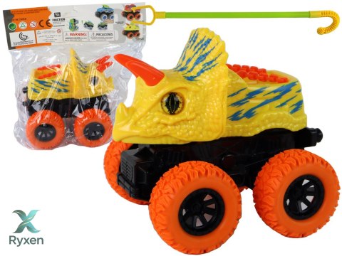 Pojazd Terenowy Pchacz Triceratops Gumowe Koła Żółty LEAN TOYS