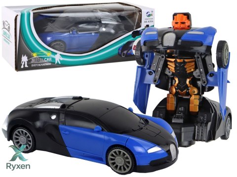 Samochód-Robot 2w1 Bugatti Niebieski Efekty Świetlne LEAN TOYS