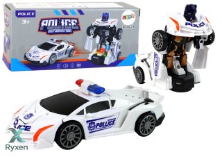 Samochód-Robot Policja Biały 2w1 Transformacja LEAN TOYS