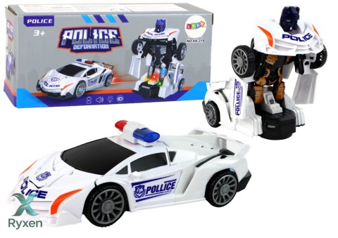 Samochód-Robot Policja Biały 2w1 Transformacja LEAN TOYS