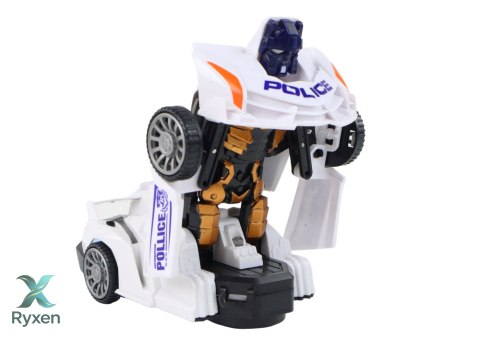 Samochód-Robot Policja Biały 2w1 Transformacja LEAN TOYS