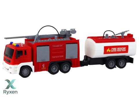 Straż Pożarna Z Naczepą Wóż Strażacki 1:16 Dźwięki Światła LEAN TOYS