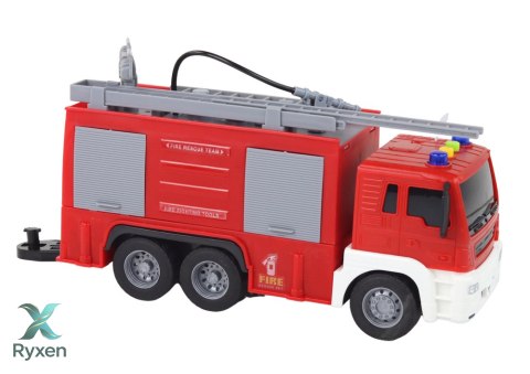 Straż Pożarna Z Naczepą Wóż Strażacki 1:16 Dźwięki Światła LEAN TOYS
